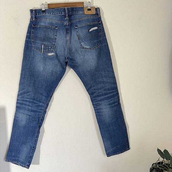 Polo Ralph Lauren Mens Jeans The Sullivan Slim Patchwork Blue Jeans Size 36 X 32 - Picture 3 of 6